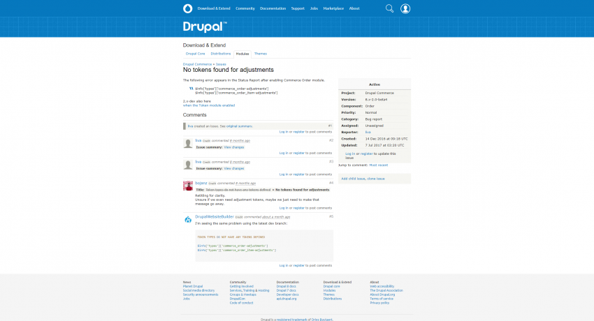 Drupal 8 Commerce - Bug - Undefined Tokens