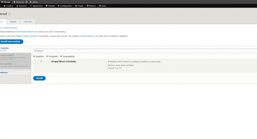 Block Scheduler Installation Status