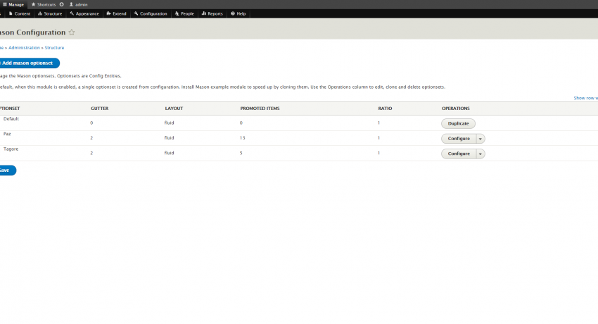 Mason Module Admin Configuration Option Set Listing Page Mason Module Admin Configuration Option Set Listing Page